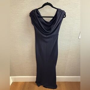 Elegant Katie May Navy Cowl Neck Dress